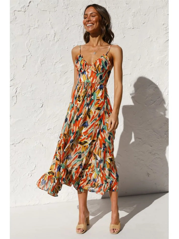 WW Kleid | Lustiges Midi-kleid mit Blumenmuster für den Sommer