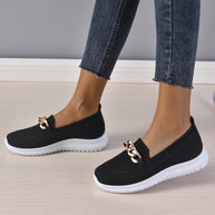 WW - Atmungsaktive Slip-On-Loafer aus Mesh für Damen mit Kettendekor | Leichte, lässige Slip-On-Loafer für Damen