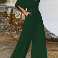 WW | Rosiedress Tiefes V-Ausschnitt Hohe Taille Weitbeiniger Overall