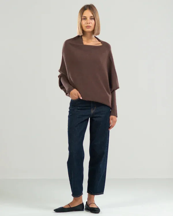 WW | Asymmetrischer Damenpullover mit eleganter Drapierung