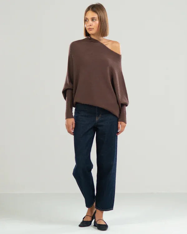 W&W Mode | Asymmetrischer Damenpullover mit eleganter Drapierung