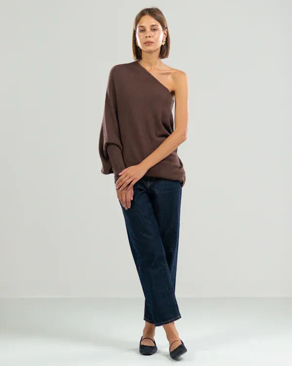 W&W Mode | Asymmetrischer Damenpullover mit eleganter Drapierung
