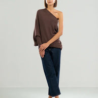 WW | Asymmetrischer Damenpullover mit eleganter Drapierung