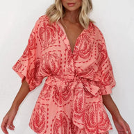 Lässiger Weit Geschnittener Bedruckter Playsuit
