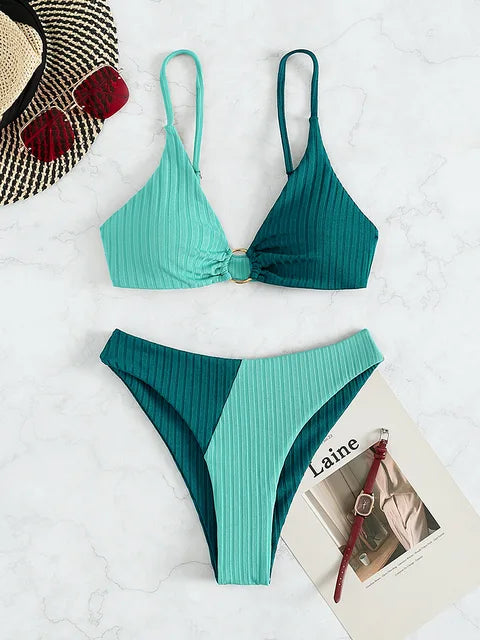 WW – Push-up-Bikini-Set mit hoher Taille für Damen