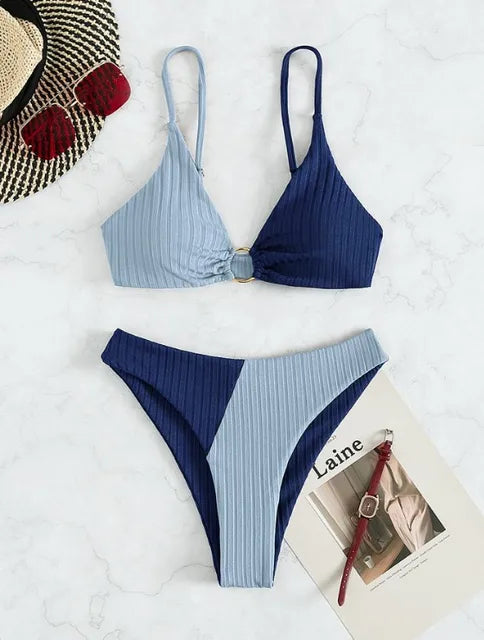 WW – Push-up-Bikini-Set mit hoher Taille für Damen