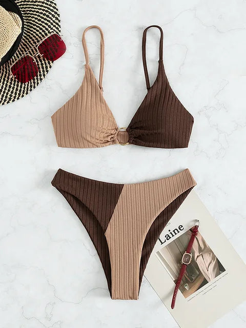 WW – Push-up-Bikini-Set mit hoher Taille für Damen