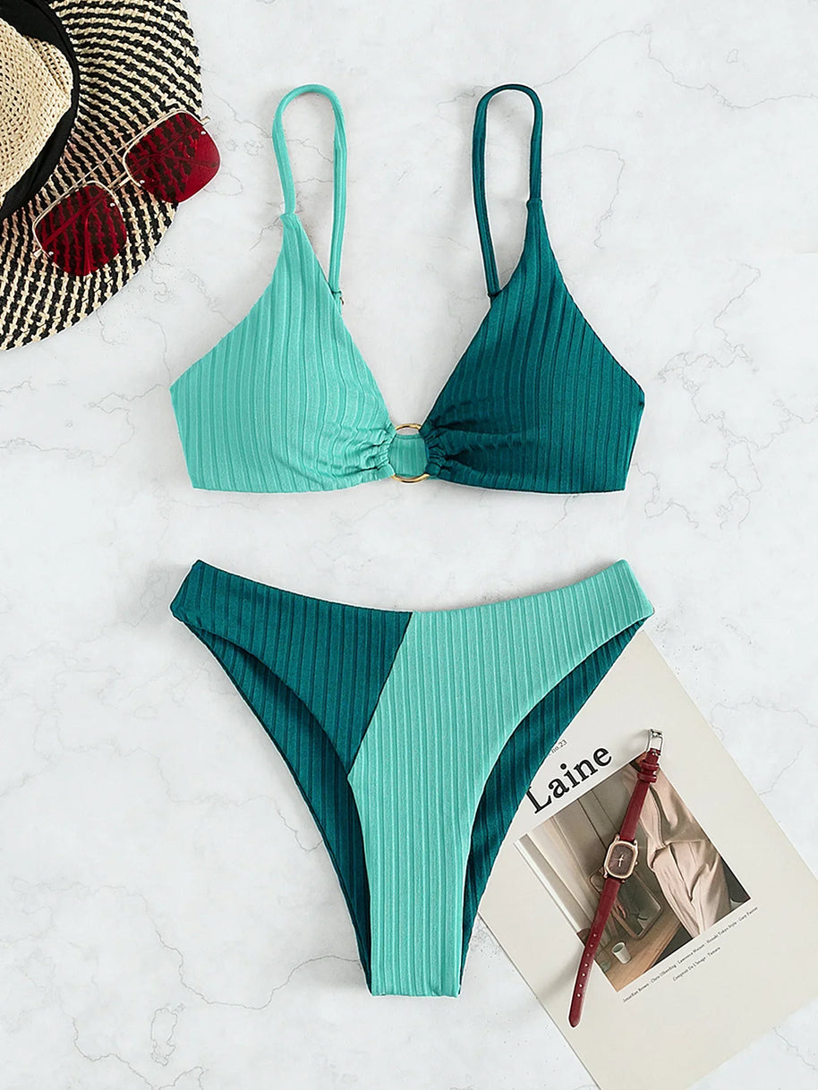 WW – Push-up-Bikini-Set mit hoher Taille für Damen