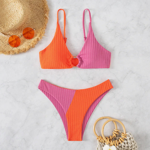 WW – Push-up-Bikini-Set mit hoher Taille für Damen