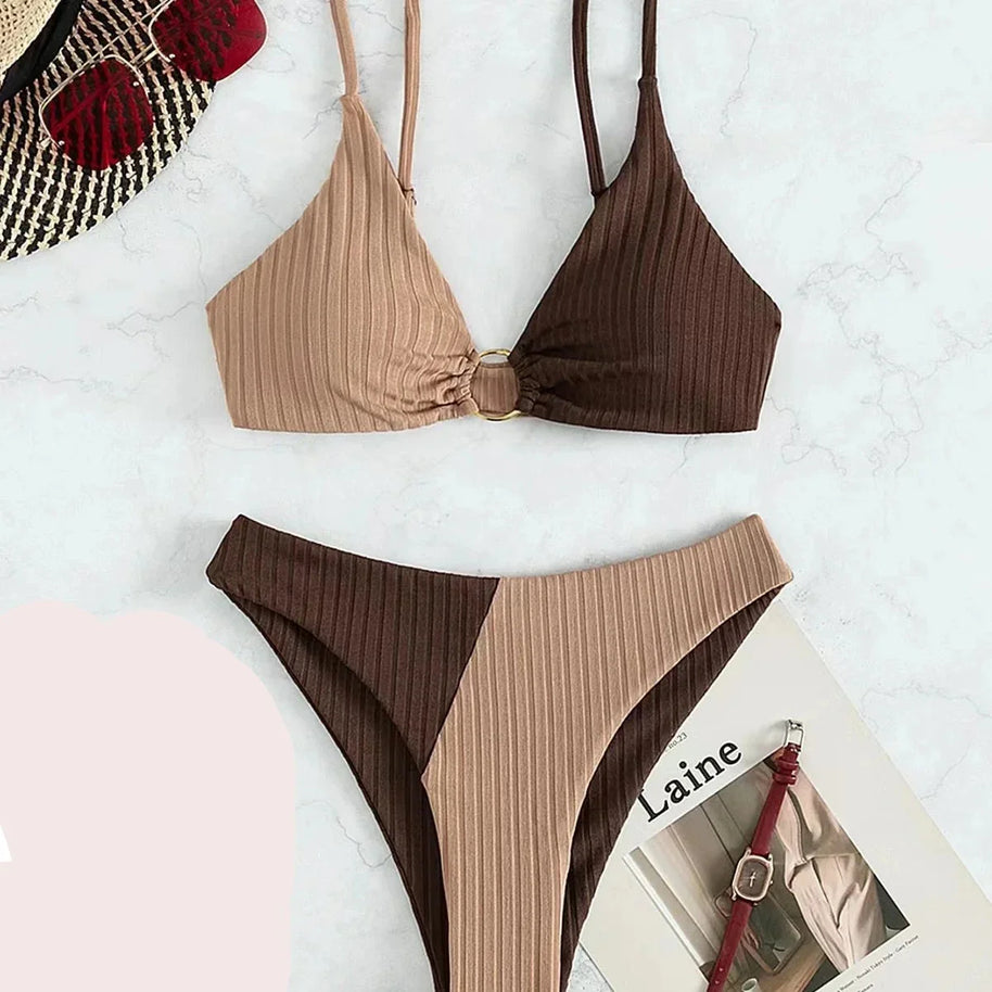 WW – Push-up-Bikini-Set mit hoher Taille für Damen