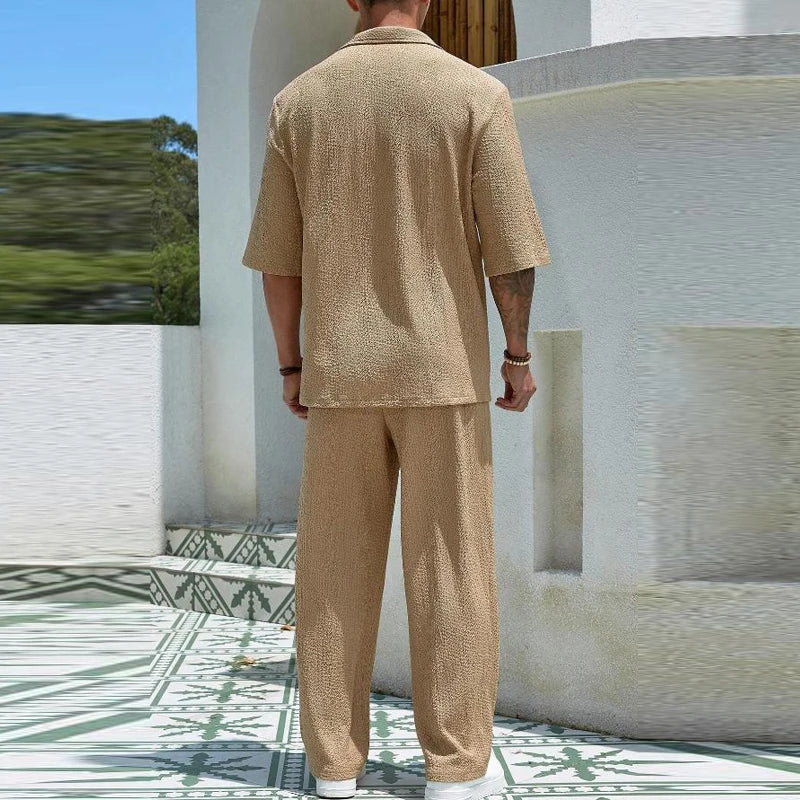 WW | Kurzarm Hemd Und Hose, Zweiteiliges Satz Für Herren