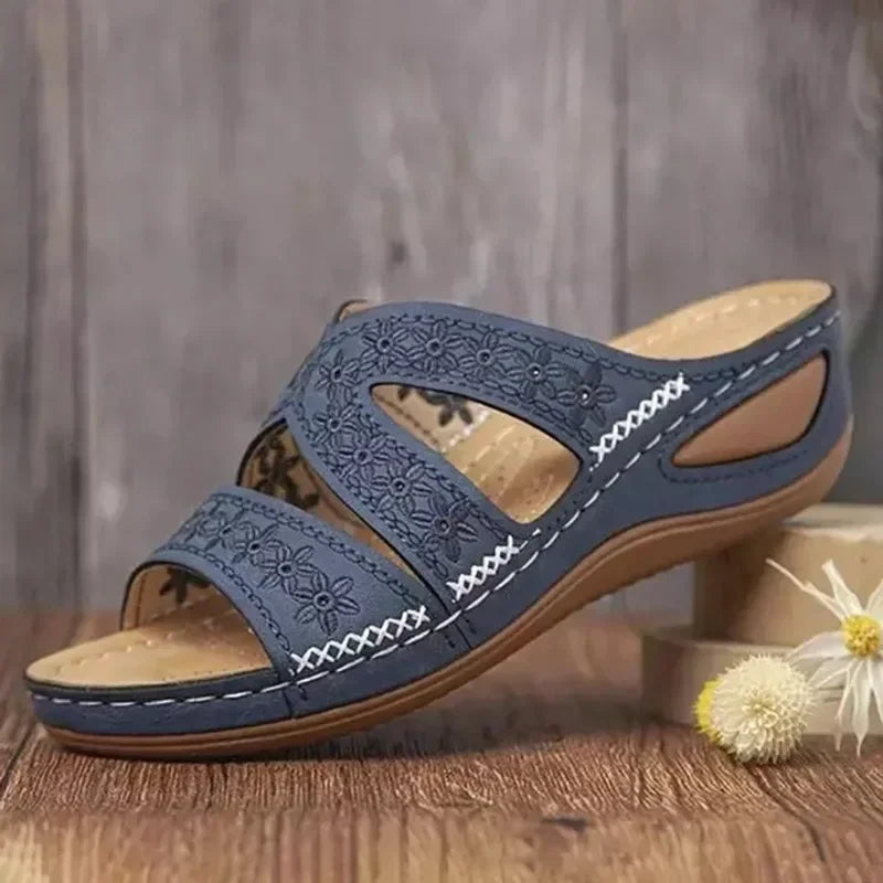 W&W Mode - Premium Orthopädische Sandalen mit Keilabsatz und Offener Zehpartie