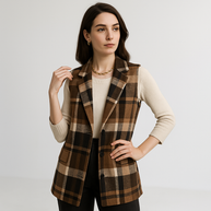 WW | Gilet Langkariert Ohne Ärmel Lässig Chic