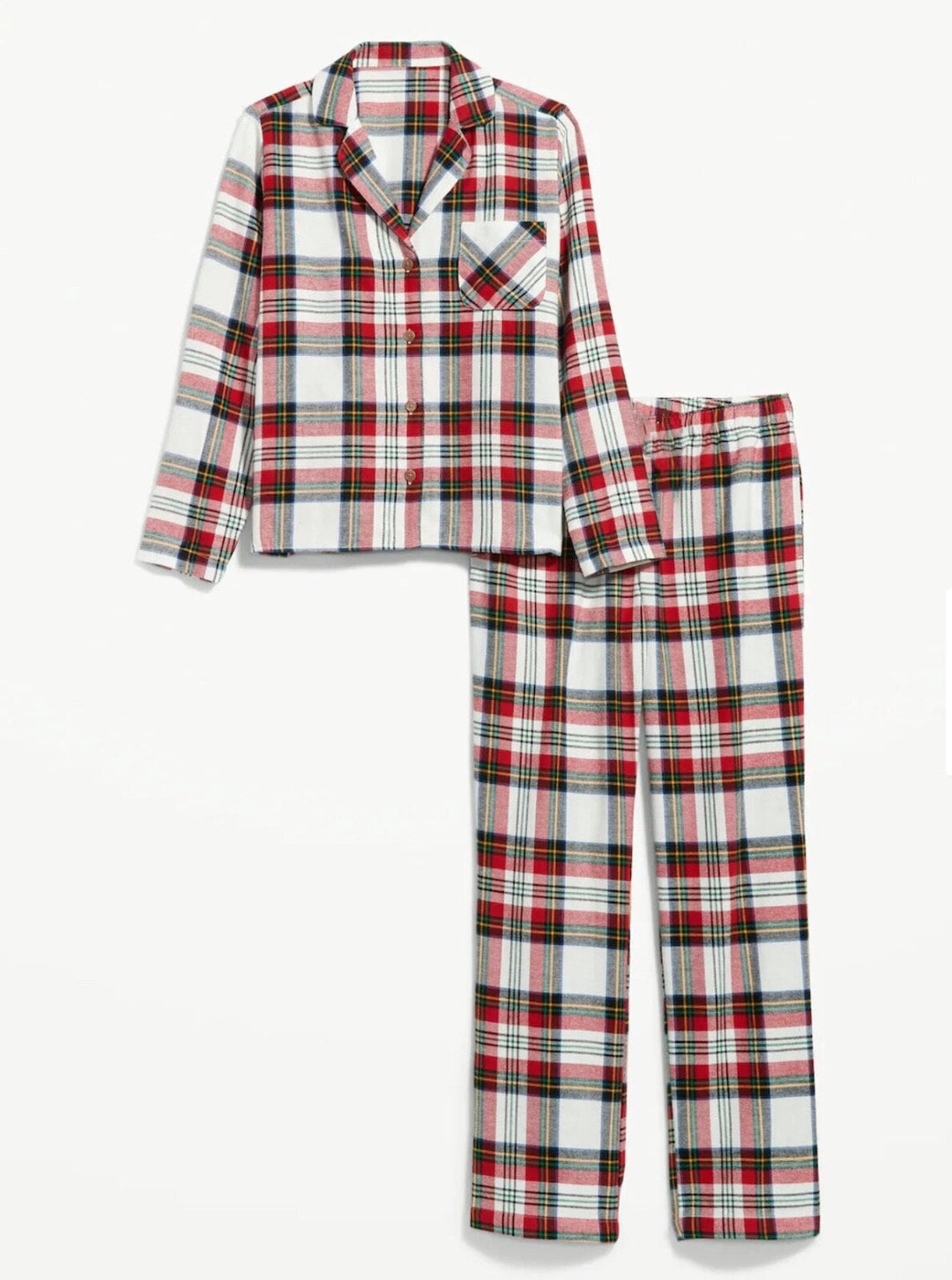W&W Mode | Urlaub Familie Rot Karierte Knopf-Front Weihnachts-Pyjama Set