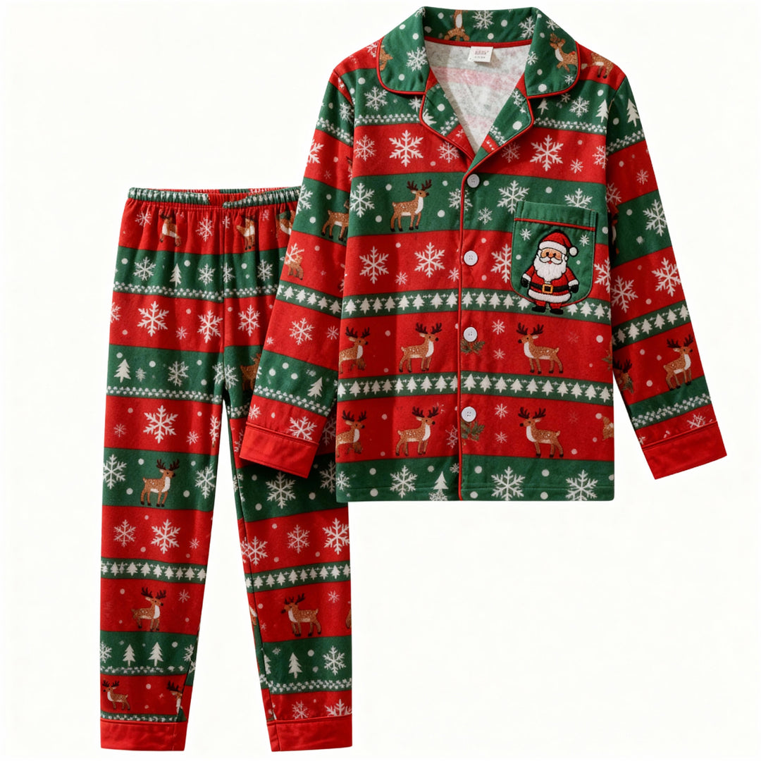 W&W Mode | Urlaub Familie Button-down Weihnachten Pyjama Set