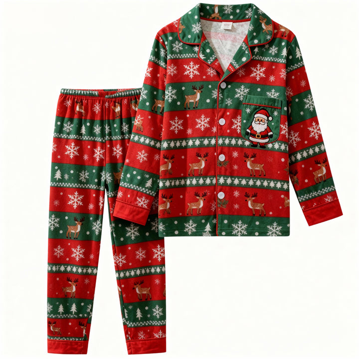 W&W Mode | Urlaub Familie Button-down Weihnachten Pyjama Set