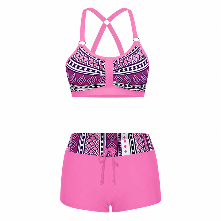 W&W Mode | Bikini mit geometrischem Druck für Frauen | Schwarz