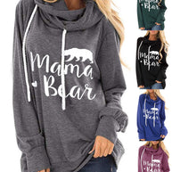 Damen lässiges Kapuzenshirt mit tiefem Ausschnitt und einzigartigem Druck WW