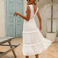 WW | Boho Lange Hochzeitskleid aus Spitze Midi
