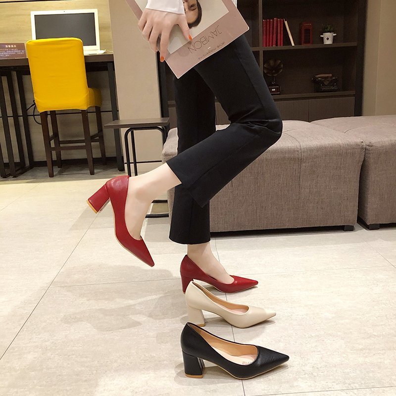 Damen elegante Blockabsatz Pumps WW