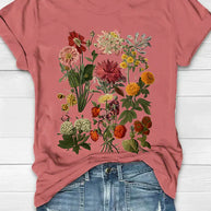 WW | Weinlese Blumen T-shirt Retro Stil Für Lässige Chic