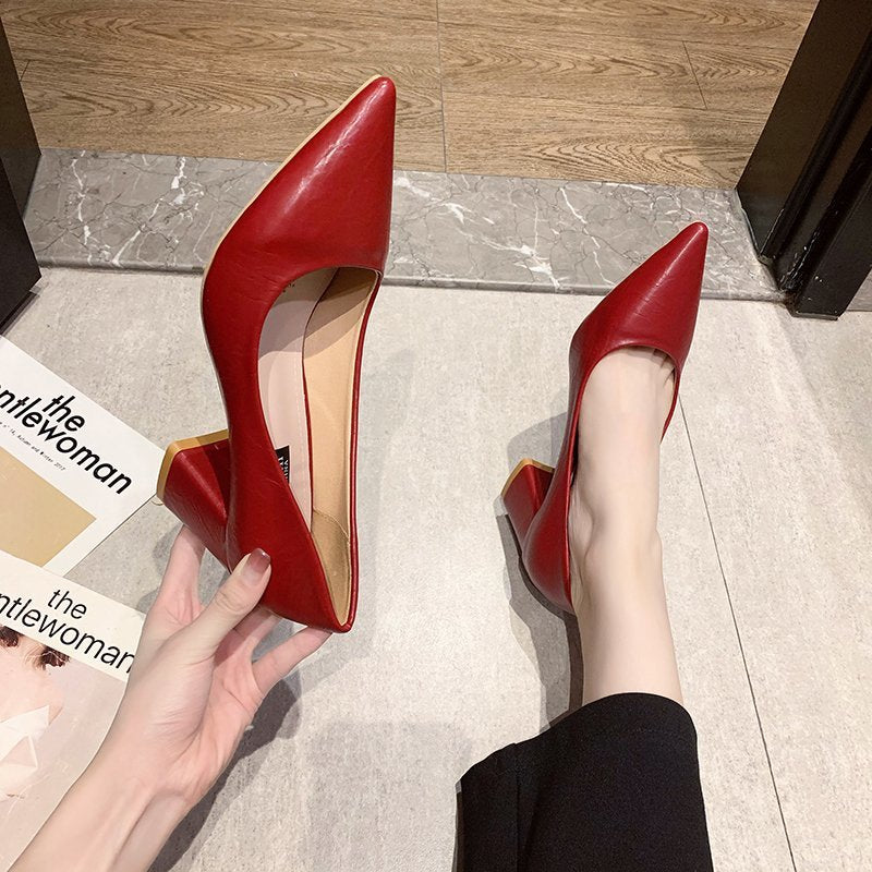 Damen elegante Blockabsatz Pumps WW