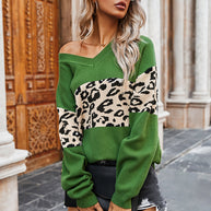 WW V-Ausschnitt Leopard Pullover
