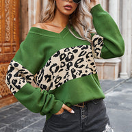 WW V-Ausschnitt Leopard Pullover