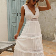 WW | Boho Lange Hochzeitskleid aus Spitze Midi
