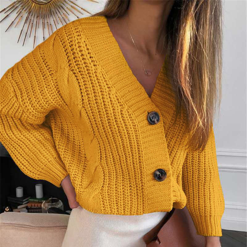Damen Strickjacke mit übergroßem Design und dekorativen Knöpfen WW