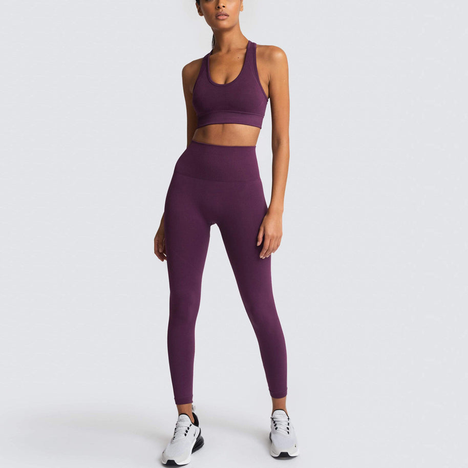 Damen Sport-BH und Hochbund-Leggings Set mit atmungsaktiver und figurformender Eigenschaft WW