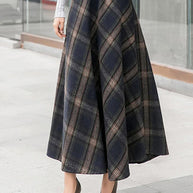 Damen Eleganter Karorock aus hochwertigem Wollmix mit hohem Bund WW