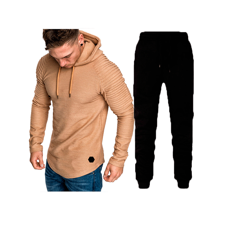 Herren Sportliches Hoodie- und Jogginghose-Set mit strukturiertem Design WW