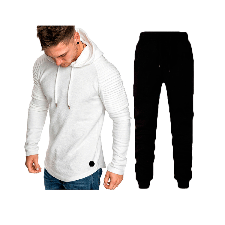 Herren Sportliches Hoodie- und Jogginghose-Set mit strukturiertem Design WW
