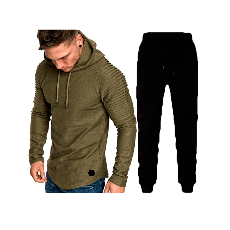 Herren Sportliches Hoodie- und Jogginghose-Set mit strukturiertem Design WW