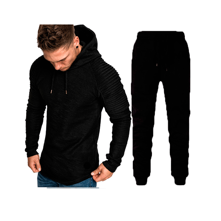 Herren Sportliches Hoodie- und Jogginghose-Set mit strukturiertem Design WW