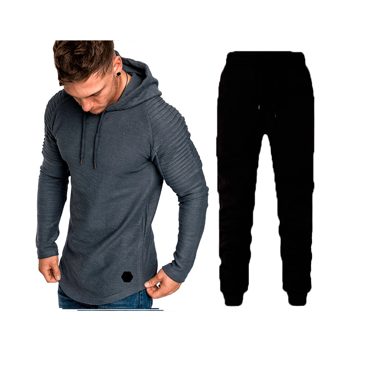 Herren Sportliches Hoodie- und Jogginghose-Set mit strukturiertem Design WW
