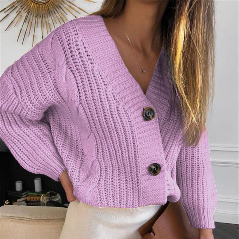 Damen Strickjacke mit übergroßem Design und dekorativen Knöpfen WW