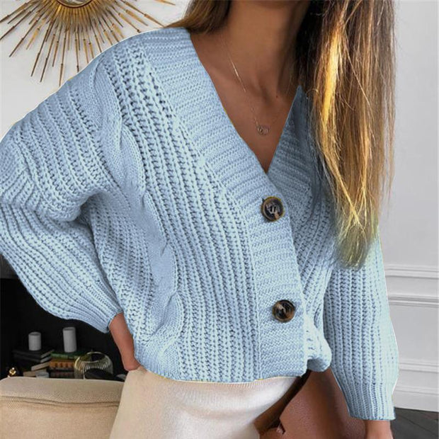 Damen Strickjacke mit übergroßem Design und dekorativen Knöpfen WW