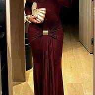 WW | Rosiedress Off Shoulder Knoten Front Bodycon Maxi Party Kleid