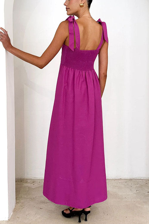 WW | Rosiedress Schleifen-Schulter Empire Taille Swing Maxi Cami Kleid