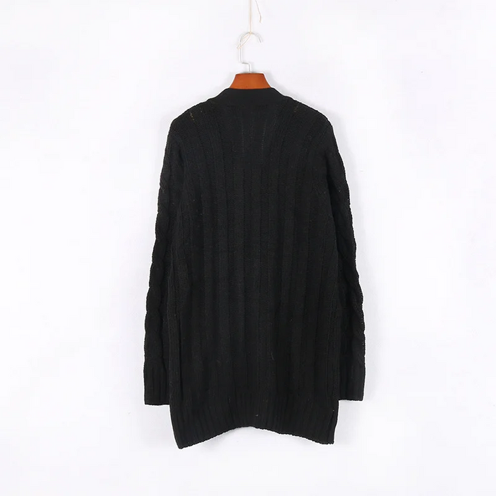 W&W Mode | Wollstrickjacke Damen Mit Zopfmuster Und Holzknöpfen, Lockere
