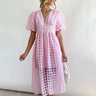 WW | Puffärmel Midi-Kleid