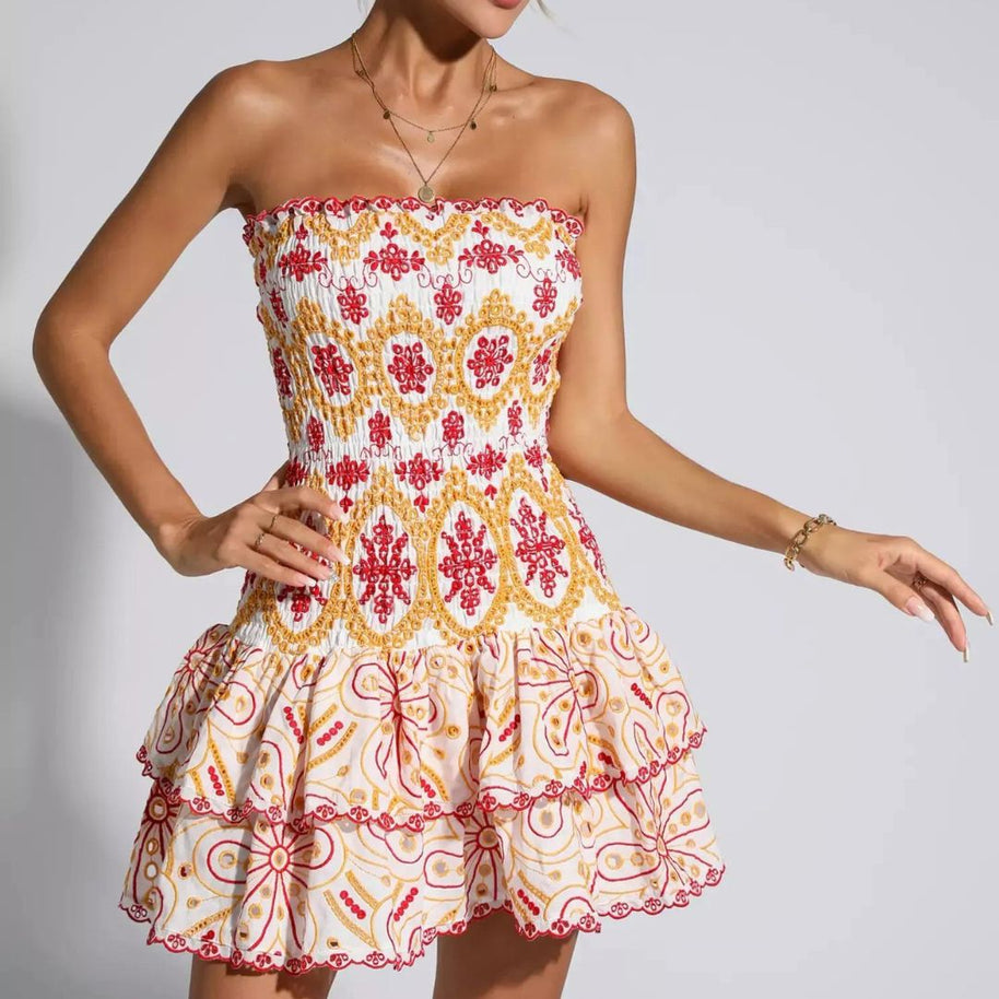 WW | Rüschen Rotes Kleid
