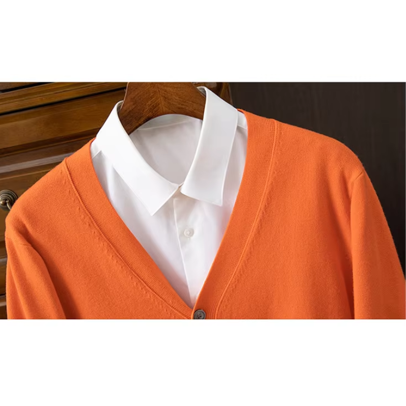 WW | Herren Strickjacke Mit Knöpfen, Leichter Stoff, Klassischer V-ausschnitt