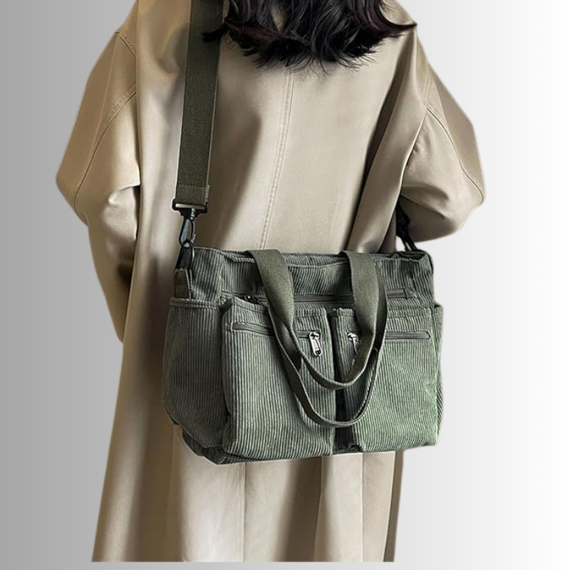 WW | Cord Schultertasche Mit Mehreren Taschen Für Damen