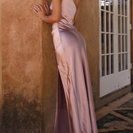 WW | Ein Schulter Satin Maxikleid Mit Schlitz Für Damen