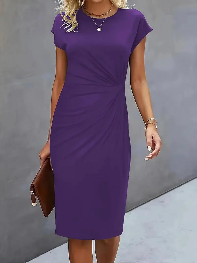 WW | Stilvolles Schmales Kleid Mit Rundhalsausschnitt