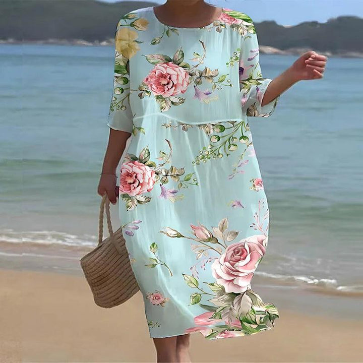 W&W Mode | Elegantes Bauchbedeckendes Blumenkleid