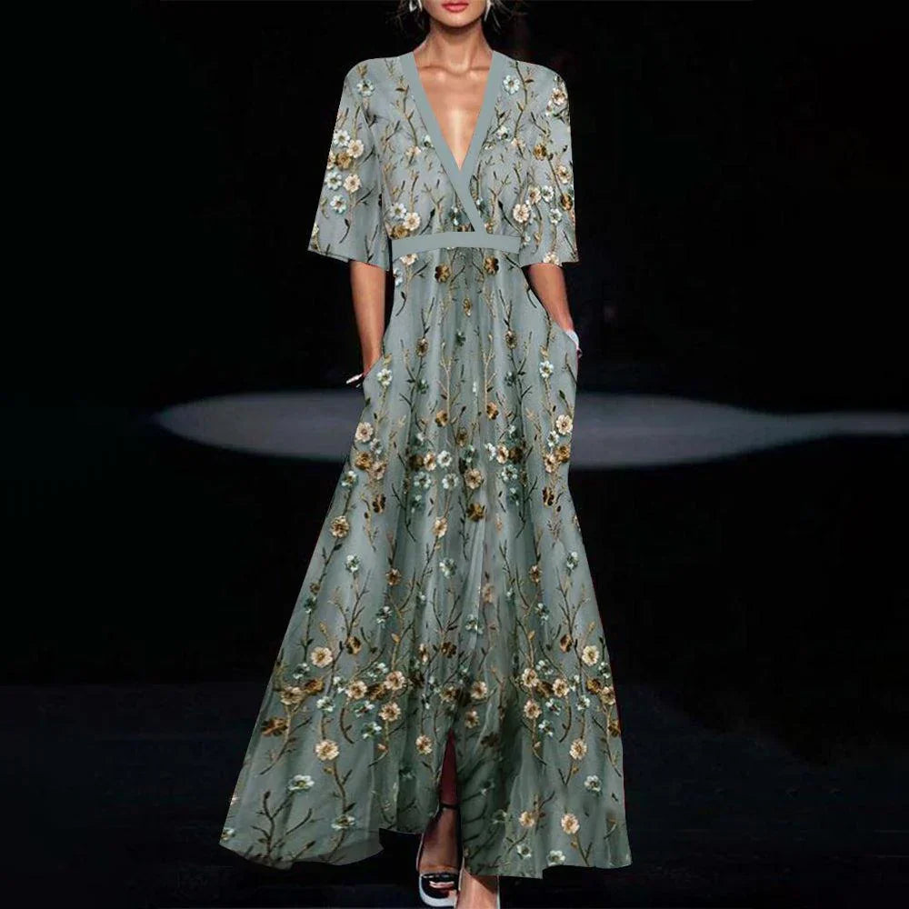 W&W Mode | Kurzärmeliges Maxikleid Lässig Und Stilvoll